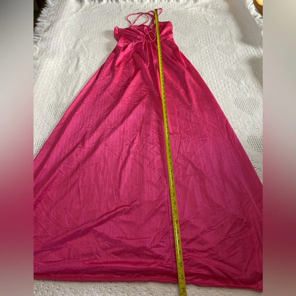 Made in USA Vintage Hot Pink Slip Dress (SEE MEASUREMENTS) - Picture 5 of 6